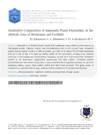 Qualitative Composition of Amaranth Plants Depending on the Altitude Zone of Mountains and Foothills by Bekuzarova S