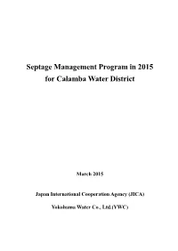 Septage Management Program in 2015 for Calamba Water District
