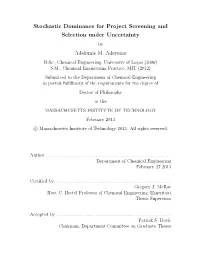 Stochastic Dominance for Project Screening and Selection Under Uncertainty by Adekunle M