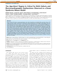 The App-Runx1 Region Is Critical for Birth Defects and Electrocardiographic Dysfunctions Observed in a Down Syndrome Mouse Model