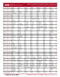 2020 BBC Fall Schedule