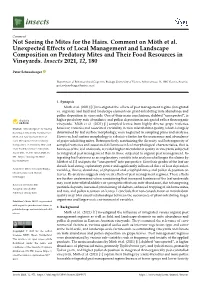 Not Seeing the Mites for the Hairs. Comment on Möth Et Al. Unexpected Effects of Local Management and Landscape Composition On