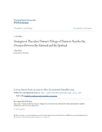 Strategies in Theodore Dreiser's Trilogy of Desire to Resolve the Division Between the Material and the Spiritual