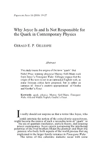 Why Joyce Is and Is Not Responsible for the Quark in Contemporary Physics