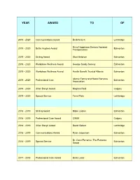 Year Award to Of