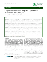 Zingiberaceae Extracts for Pain: a Systematic Review and Meta-Analysis Shaheen E