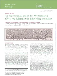 An Experimental Test of the Westermarck Effect: Sex Differences in Inbreeding Avoidance
