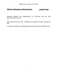 Ibirimo/Summary/Sommaire Page/Urup