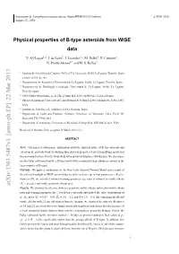 Physical Properties of B-Type Asteroids from WISE Data