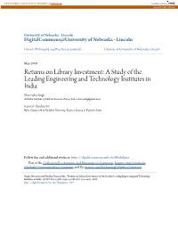 Returns on Library Investment: a Study of the Leading Engineering and Technology Institutes in India