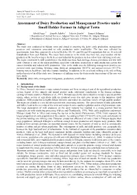 Assessment of Dairy Production and Management Practice Under Small Holder Farmer in Adigrat Town