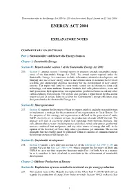 Explanatory Notes to Energy Act 2004