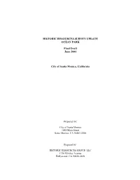 HISTORIC RESOURCES SURVEY UPDATE OCEAN PARK Final Draft