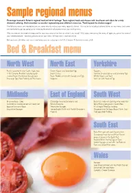 Sample Regional Menus