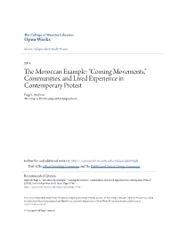 The Moroccan Example: “Coming Movements,” Communities, and Lived Experience in Contemporary Protest