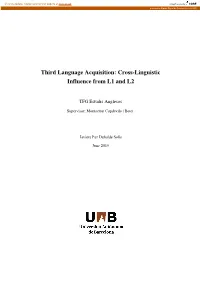 Third Language Acquisition: Crosslinguistic Influence