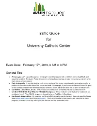 Traffic Guide for University Catholic Center