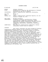 Broadcasting in America; the Performance of Network Afficiates in the Top 50 Markets. INSTITUTION Federal Communications Commission, Washington, D.C