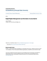 Digital Rights Management As Information Access Barrier