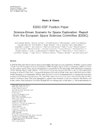 ESSC-ESF Position Paper—Science-Driven Scenario For