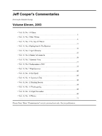 Jeff Cooper's Commentaries, Volume Eleven, 2003