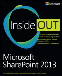 Microsoft Sharepoint 2013 Inside Out