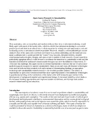 Open Source Research in Sustainability Joshua M. Pearce