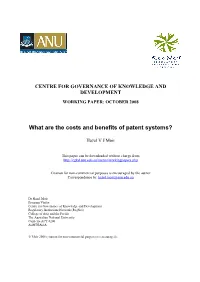 What Are the Costs and Benefits of Patent Systems?
