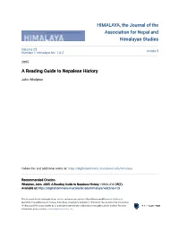 A Reading Guide to Nepalese History