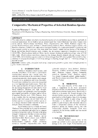 Comparative Mechanical Properties of Selectied Bamboo Species