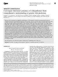 Convergent Functional Genomics of Schizophrenia: from Comprehensive Understanding to Genetic Risk Prediction
