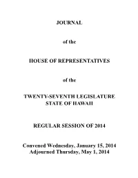 JOURNAL of the HOUSE of REPRESENTATIVES of The