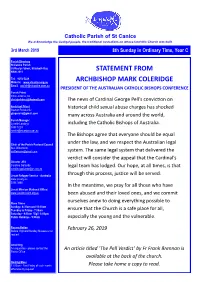 Statement from Archbishop Mark Coleridge