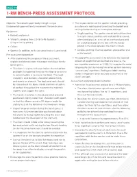 1-Rm Bench-Press Assessment Protocol