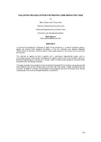 Evaluating Process Options for Treating Some Refractory Ores
