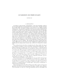 LOCALIZATION and STRING DUALITY 1. Introduction According