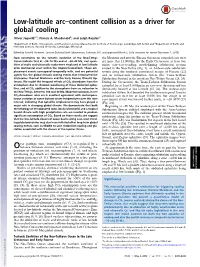 Low-Latitude Arc–Continent Collision As a Driver for Global Cooling