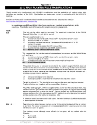2010 Naia Playing Rule Modifications