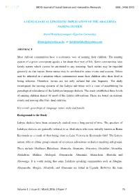 A Genealogical Linguistic Implication of the Abaluhyia Naming System