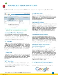 Advanced Search Options