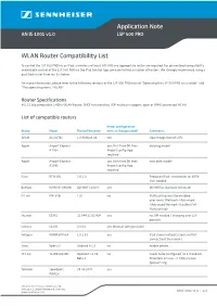 Application Note LSP 500 PRO WLAN Router Compatibility List