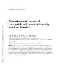 Comparison and Contrast of Test-Particle and Numerical-Relativity Waveform Templates