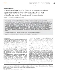 Expression of GABAA &Alpha;2-, &Beta;1- And