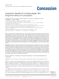 Losing the Identity of a Hockey Player: the Long-Term Effects of Concussions