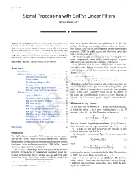 Signal Processing with Scipy: Linear Filters