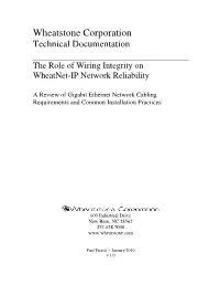 Wheatstone Corporation Technical Documentation