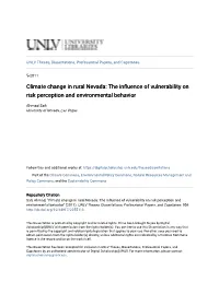 Climate Change in Rural Nevada: the Influence of Vulnerability on Risk Perception and Environmental Behavior