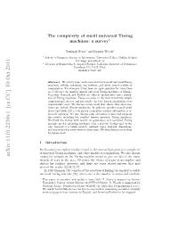 Complexity of Small Universal Turing Machines: a Survey
