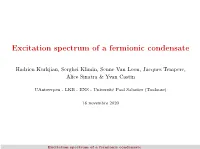 Excitation Spectrum of a Fermionic Condensate