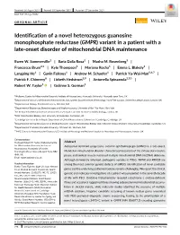 (GMPR) Variant in a Patient with a Late‐Onset Disorde